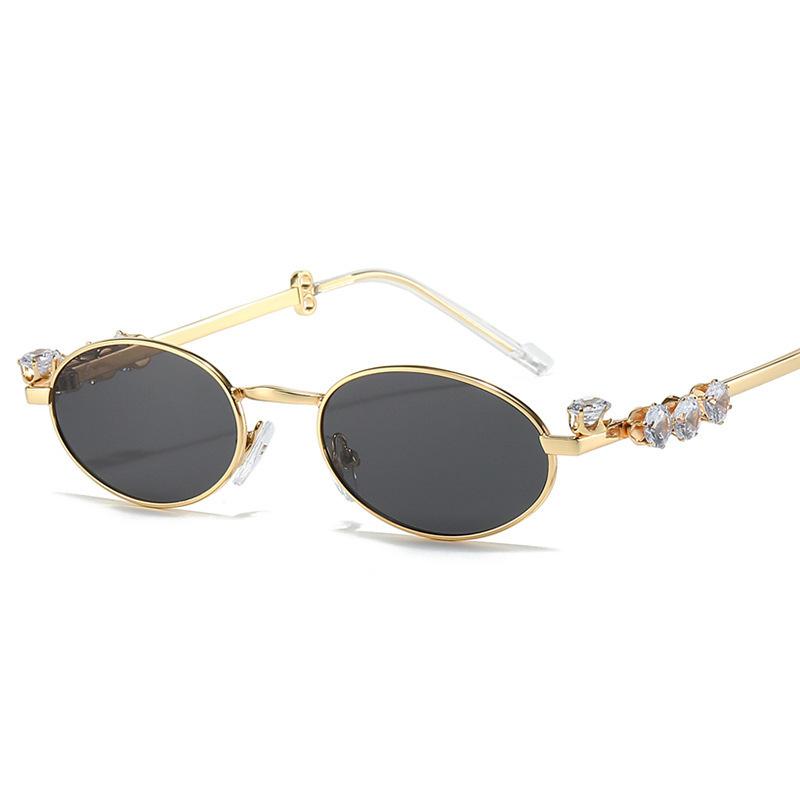 Diamond-Set Nine-Carat Oval Sunglasses Frame Jewelry With Diamond Sunglasses Frame Thin Face Sunglasses Tide