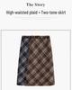 Melanoid Retro Plaid High-Waist Wool Skirt - Women's Trendy Slimming Comfort for Spring/Autumn 2026