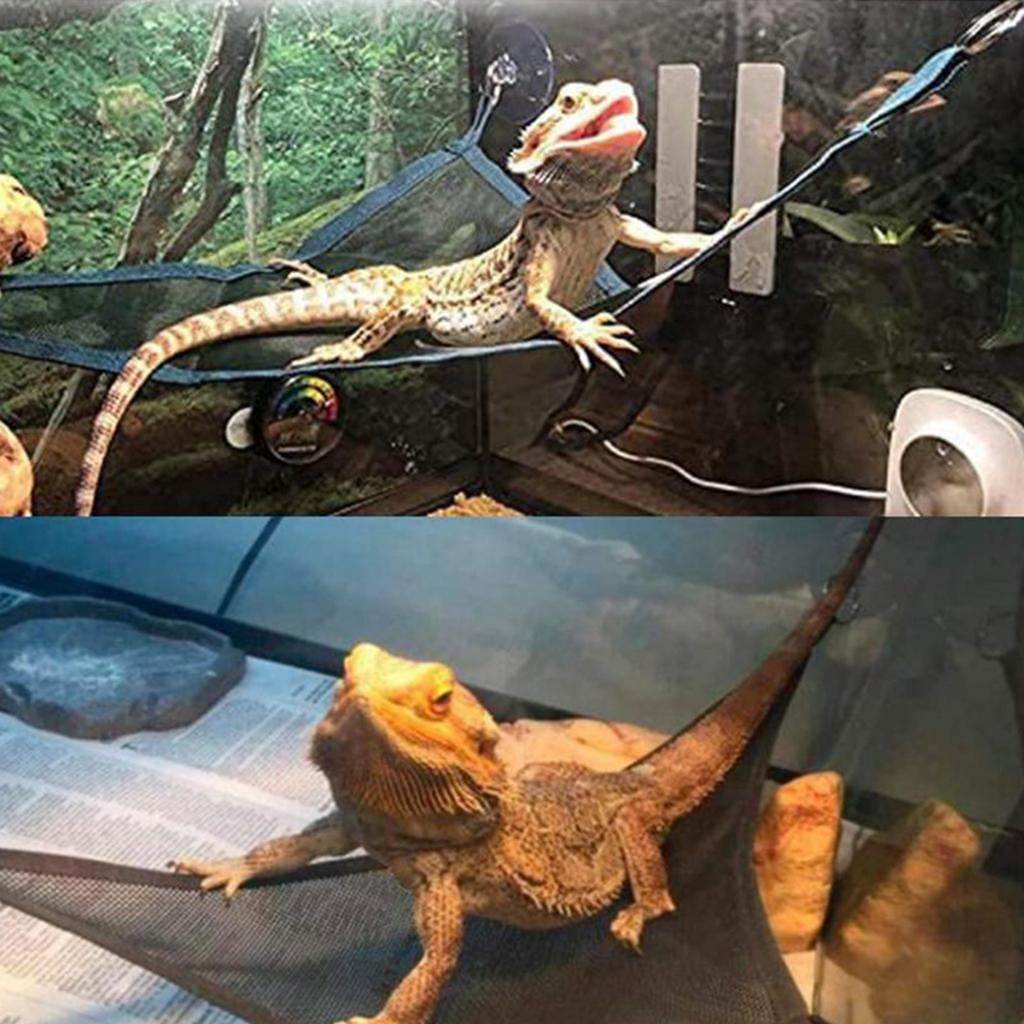 2Pcs Bearded Dragon Hammock with Suction Cup Breathable Mesh Reptile Hanging Bed for Chameleon Gecko Reptile Accessories