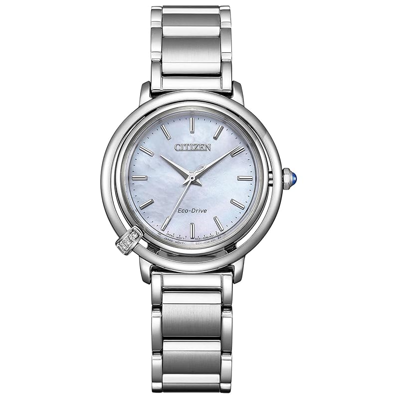 

[Citizen] watch Photovoltaic eco-drive waterproof black With replacement belt With diamonds white pearl oyster ARCLY Collection white white EM1090-60D