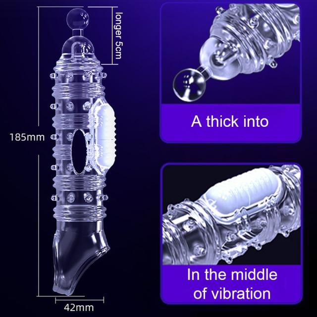 Highly Elastic Crystal Condom Reusable Penis Extender Sleeve Delay Ejaculation Penis Enlargement Intimate Goods Sex Toys For Men