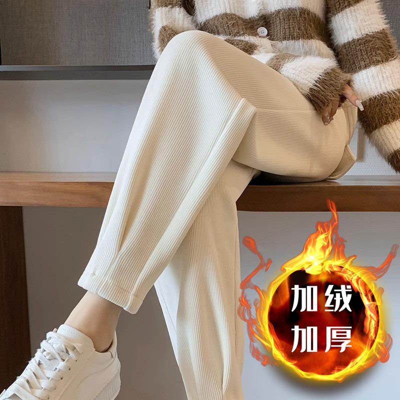 Herbst Winter Baumwolle Samt Leggings Jogginghosen Damen Vielseitige Oberbekleidung Harem Freizeithosen