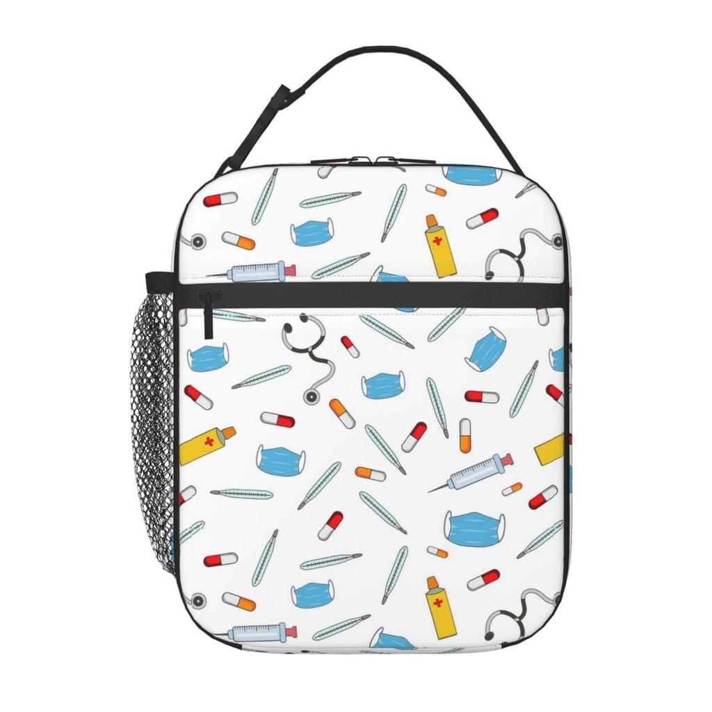 Medical Equipment Pattern Insulated Lunch Bag for Women Office Cooler Thermal Food Box Tote Leakproof Lunch Boxes Container