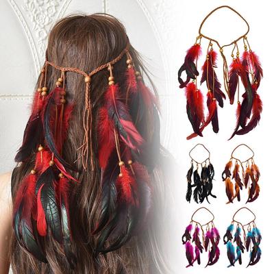 Boho Feather Headband Hippie Headband Gypsy Feather Accessories For Women Accessory Costume Ind T2W8