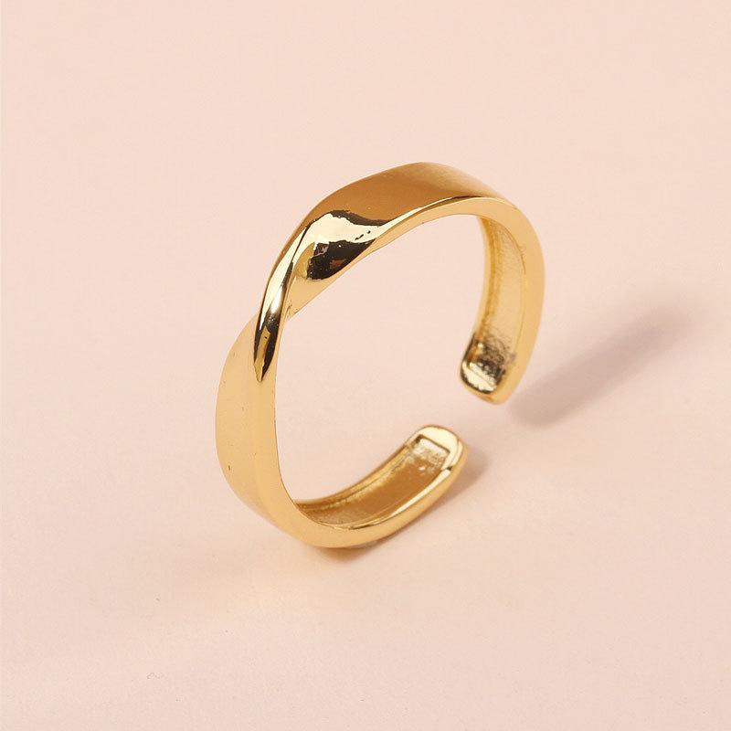Fashion Niche Design Sense Versatile Opening Adjustable Ring, Gold Stacked Fashionable Simple Ring
