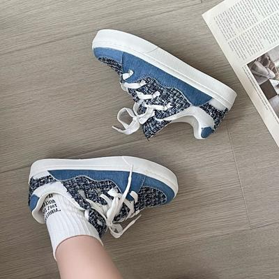 Autumn Ins Fragrant Wind Blue Couple Casual Board Shoes Chic Niche Student Breathable Sneakers