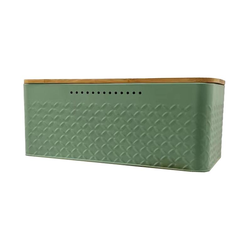 Зеленый хлебный ящик для дома, кухни, для фруктов и овощей, металлический, вертикальный, квадратный, с сетчатой бамбуковой крышкой