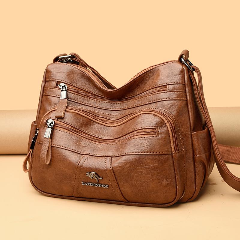 Genuine Brand Leather Shoulder Bag Casual Tote Bag Fashion Design Handbag Daily Commuter Messenger Bags Female Solid Color Purse