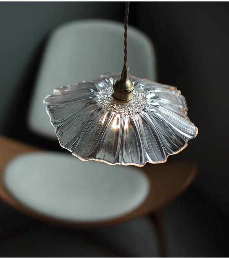 Modern Pendant Lights Flower Glass Hanging Lamps Home Decoration Lighting Living Room Bedroom Bedside Light Fixture Indoor Shop
