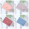 Fashion Women Wallet Coin Purse Leather Solid Color Vintage Short Wallet Metal Key Chain Ladies Girls Card Holder Clutch Bag