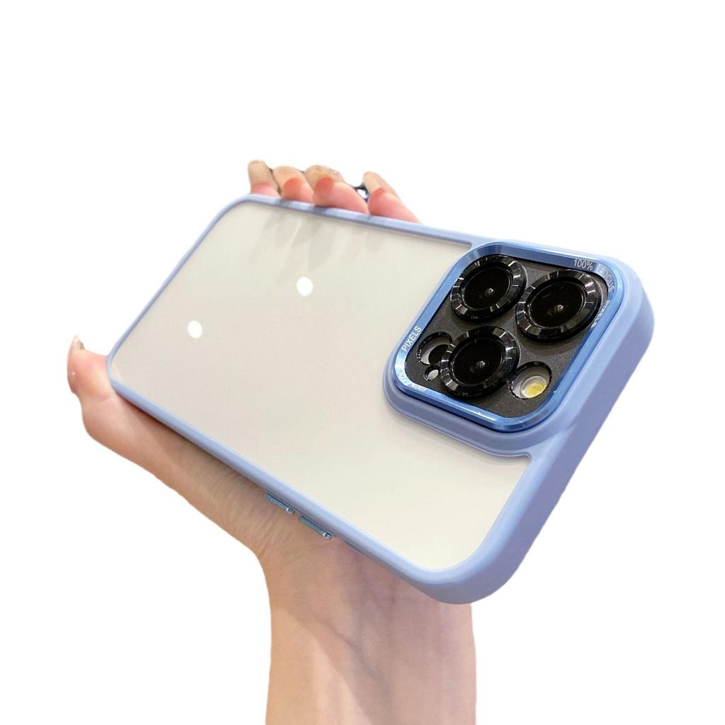 Fine Shield Fine Hole Mobile Phone Case Is Suitable for Apple 16PROMAX Electroplating 15 Semi-transparent 13 Metal Lens Ring 12/11