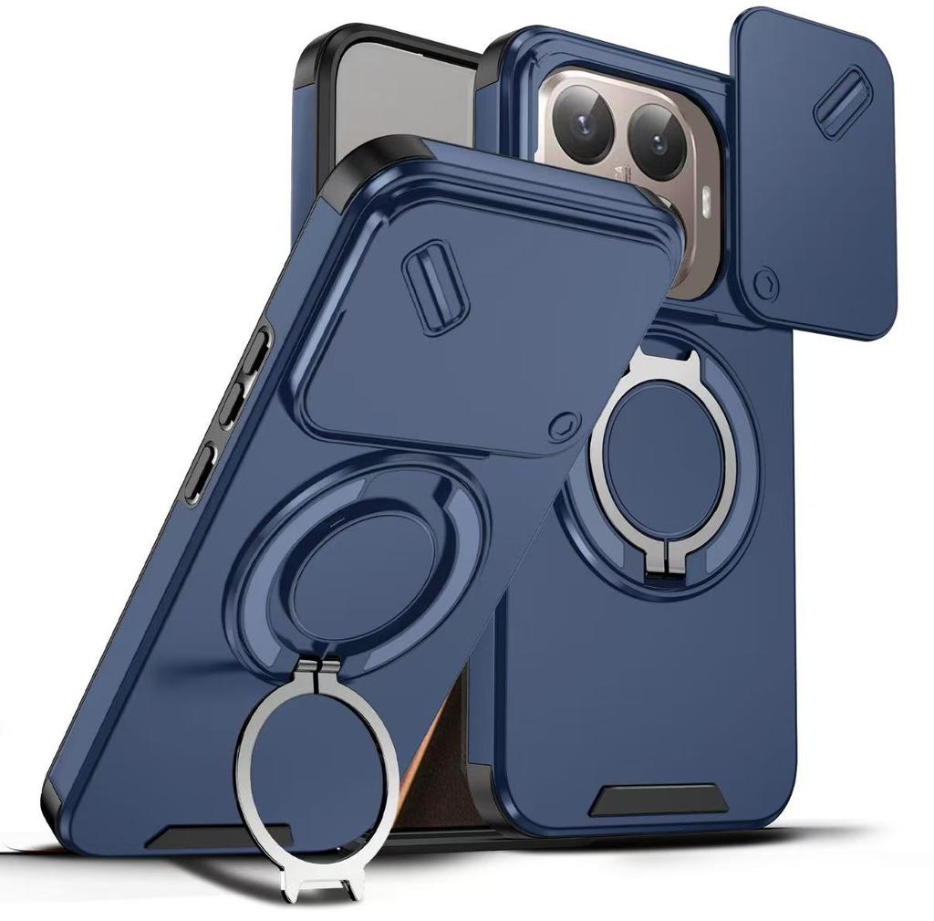 Armor Shockproof Magnetic Ring Stand Holder Phone Case For Xiaomi 15T 15T Pro Luxury Orange Purple Camera Flip Protection Cover