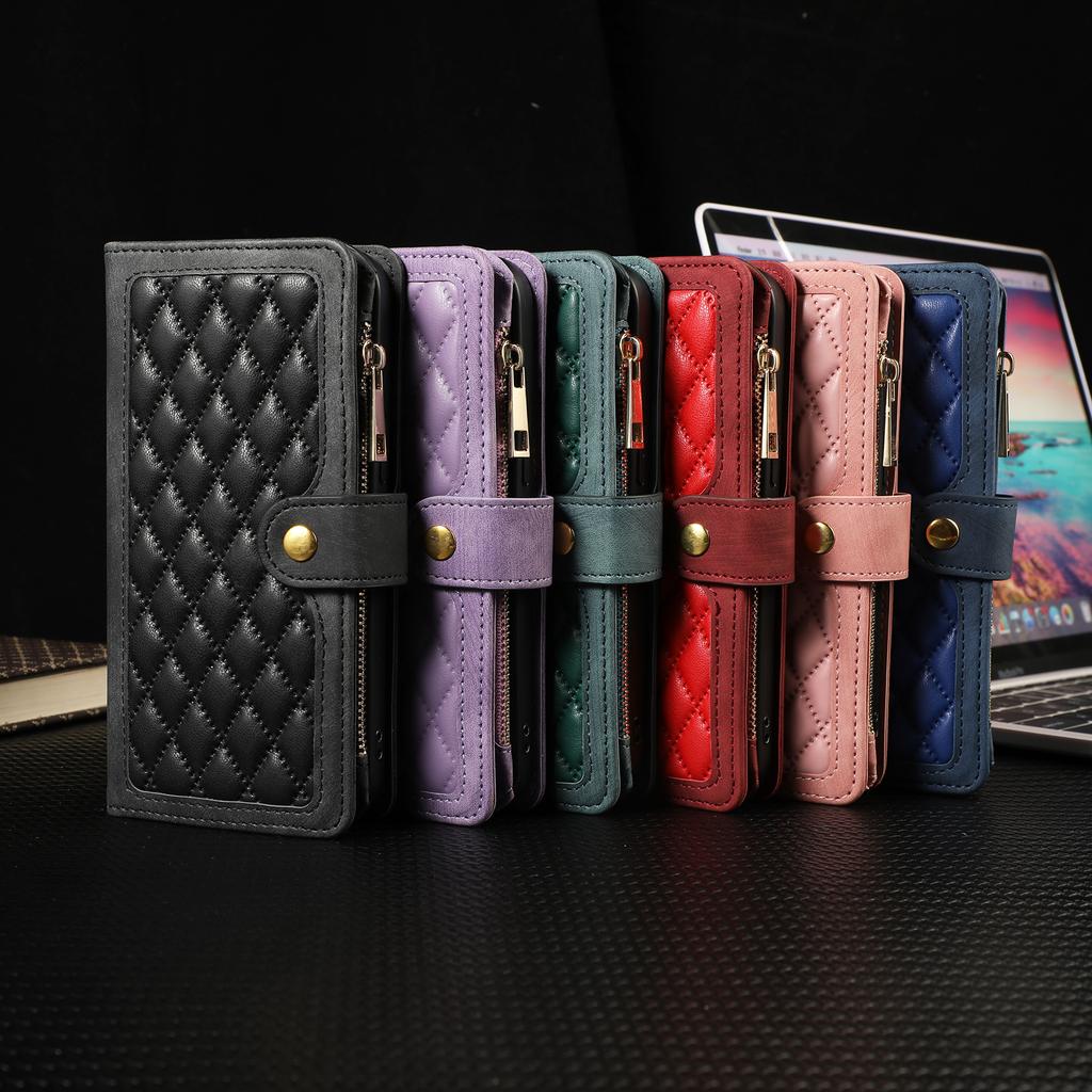 Zipper Leather Wallet Card Solt Case For iPhone 14 15 Pro Max 13 12 Mini 11 X XS XR 6 6s 7 8 Plus SE2022 Bags Book Purse Cover