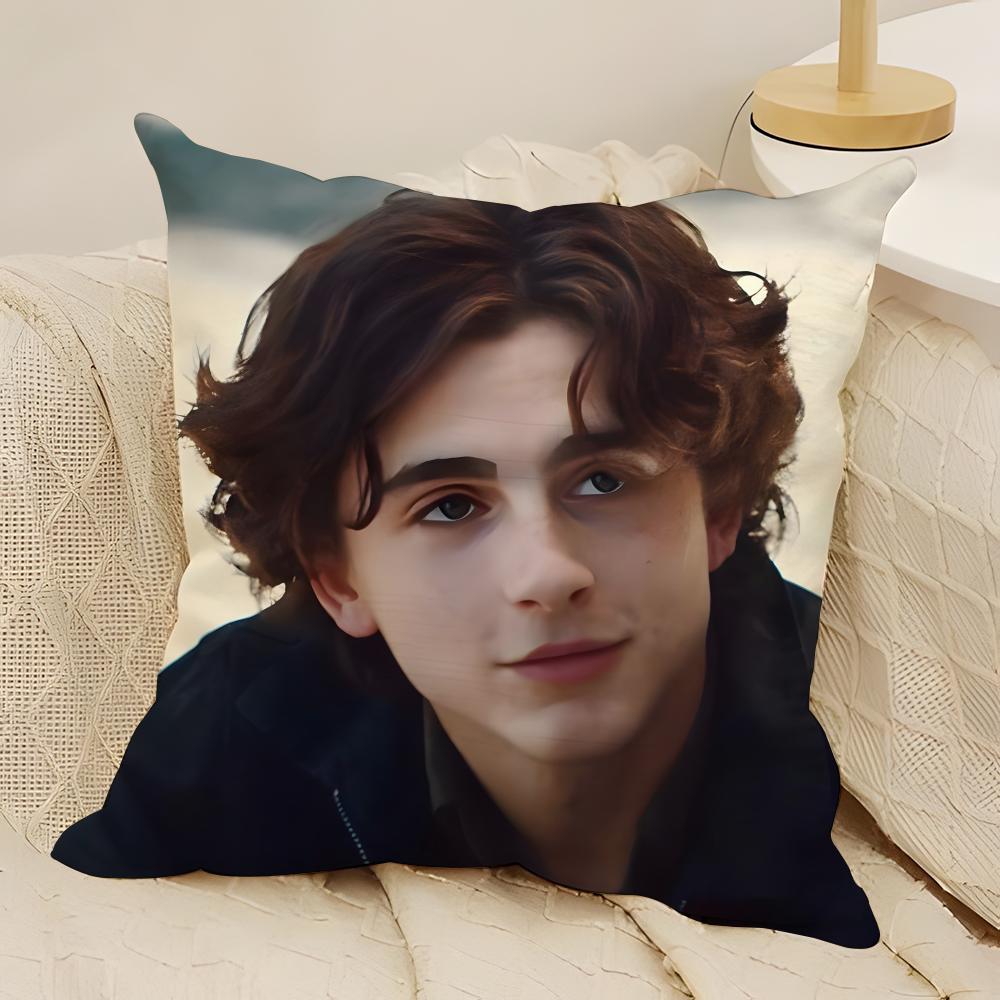 Young Actor Star TTimothee CChalamet Pillow Case Natural Linen DoubleSided Printing Sofa Home Decor Cushion Cover