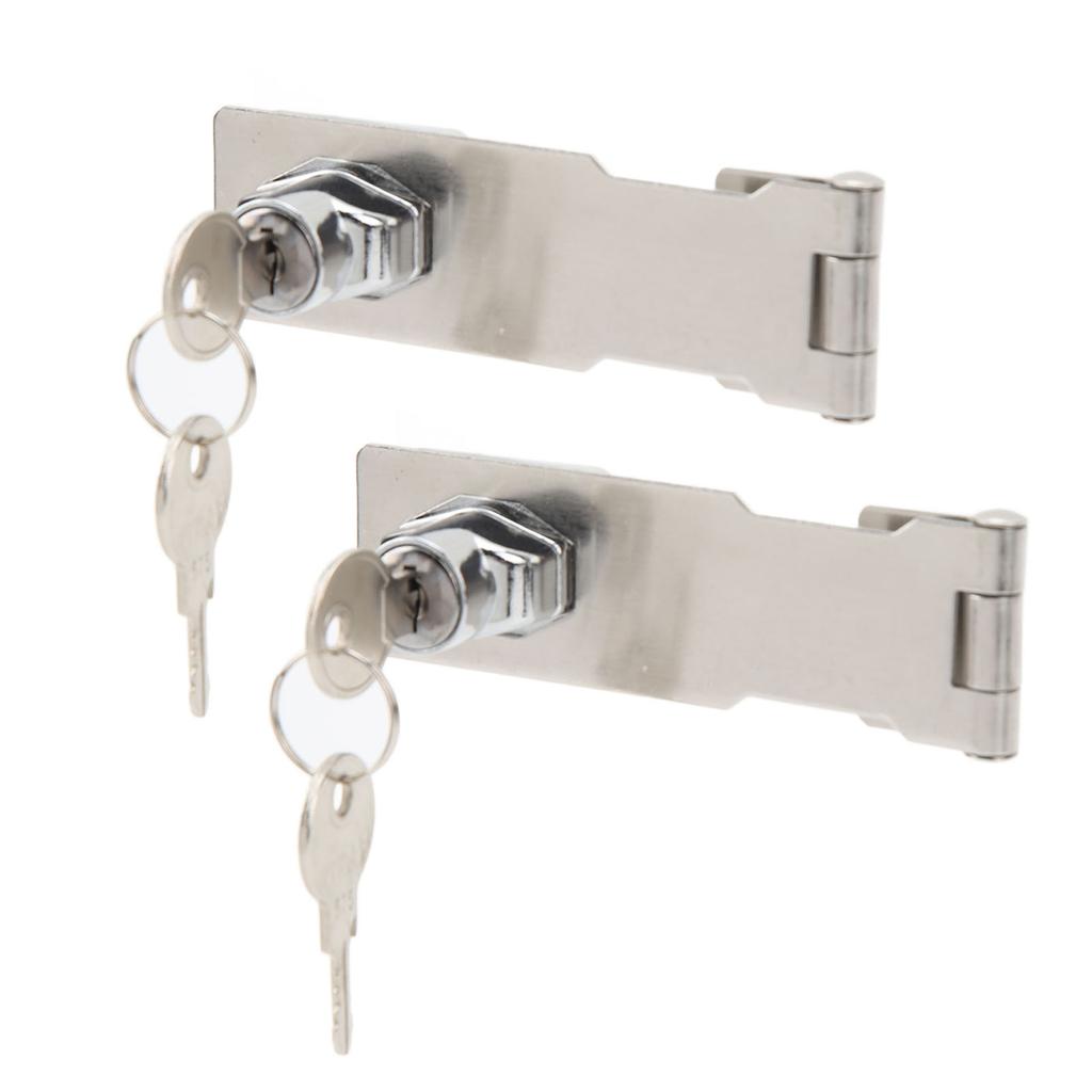 2PCS Keyed Hasp Locks 201 Stainless Steel Zinc Alloy Twist Knob Catch Latch Safety Lock for Cabinets Doors Silver
