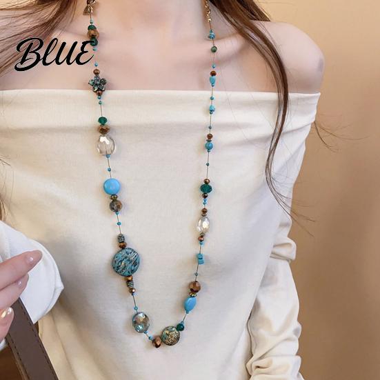 Choker Necklace Vintage Beaded with Colorful Stones Friendly To Stone