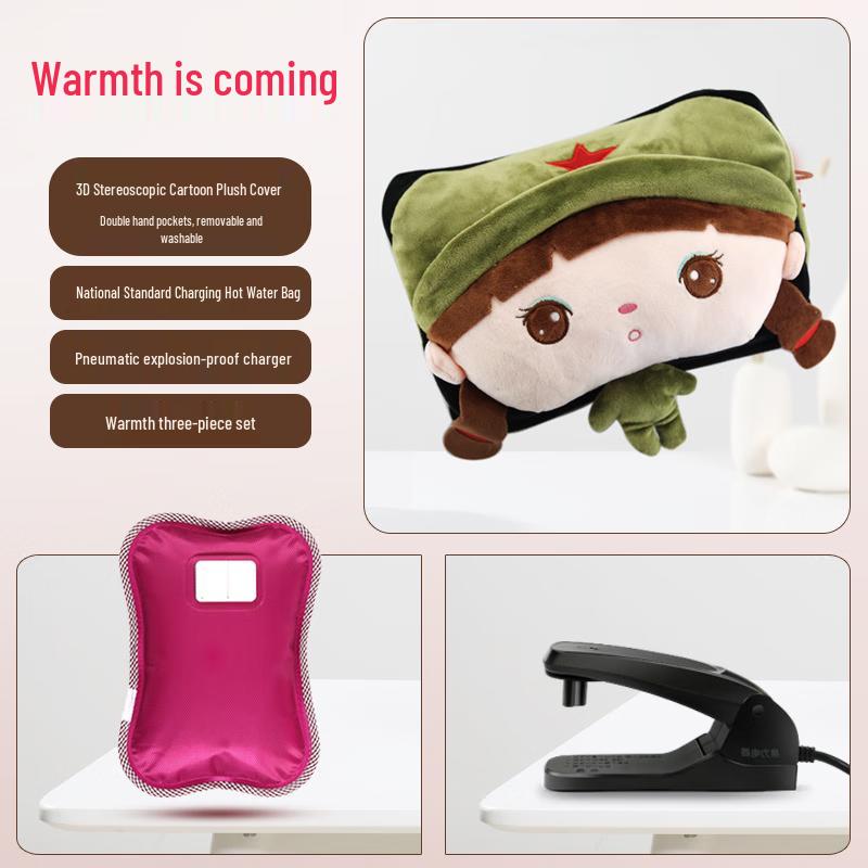 Quanli Rechargeable Hot Water Bottle Hand Warmer - Cute PLA Soldier
