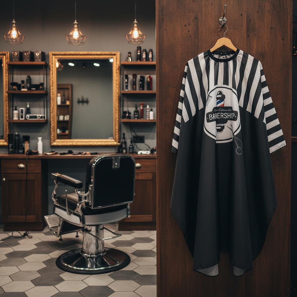 Barber's cape for a large haircut salon