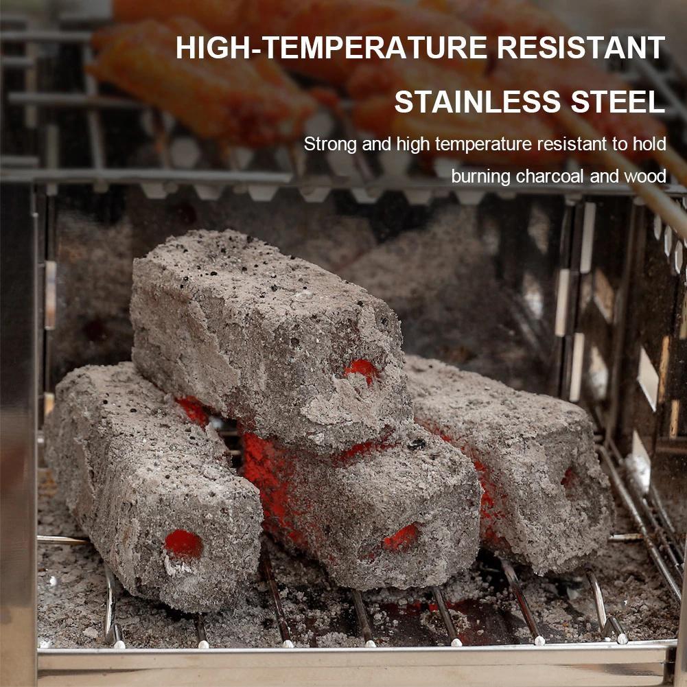 Stainless Steel Folding Barbecue Stove Mini Portable Card Type Charcoal Stove Camping Barbecue Grill BBQ Garden Outdoor Supplies