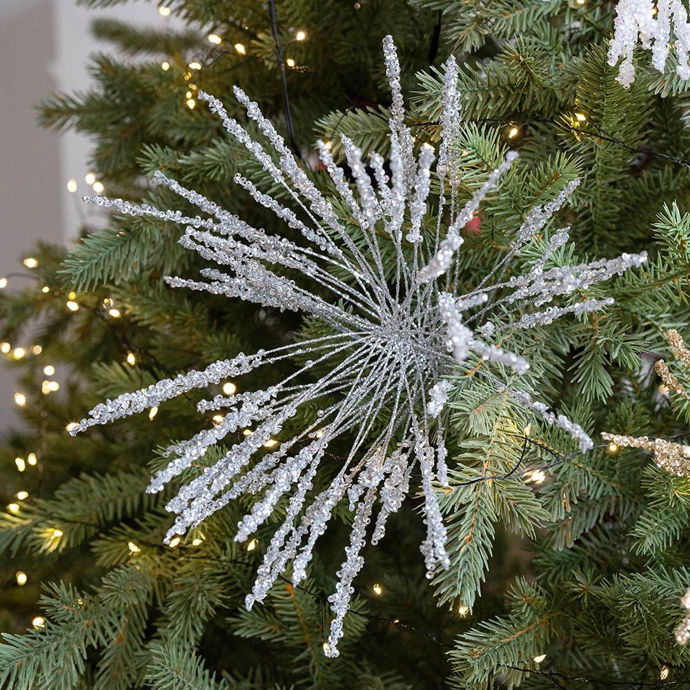 Plastik Weihnachts-Kunstblumen 50cm Glitzer Weihnachtsdekorationsblumen Simuliert DIY Weihnachtsbaumschmuck