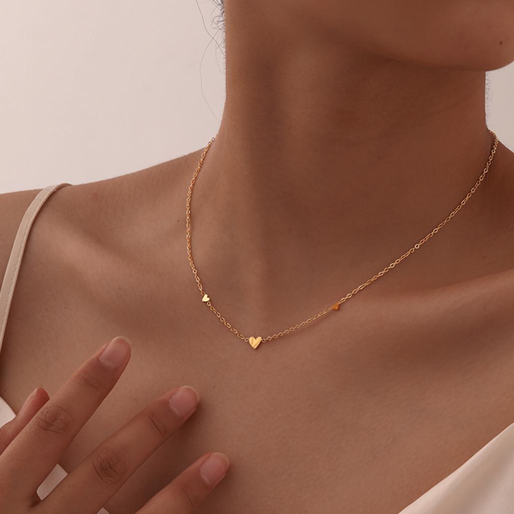 Heart Necklace Anti-allergy Stainless Steel Choker Chain Link Necklaces for Women Dainty Minimalist Fashion Accessories
