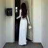 Women's Sexy White V-Neck Retro Lace Patchwork Long-Sleeve Dress - 2026 Early Spring Collection