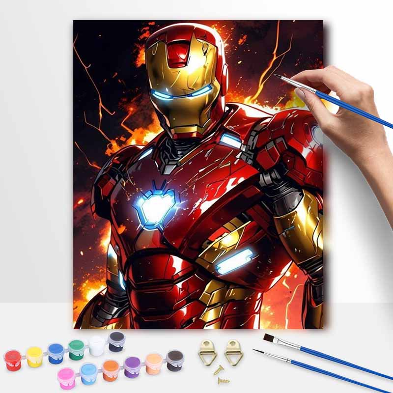 Disney Oil Painting DIY Digital Painting Iron Man Hero Character HandPainted Wall Art for Living Room and Entryway Decor.