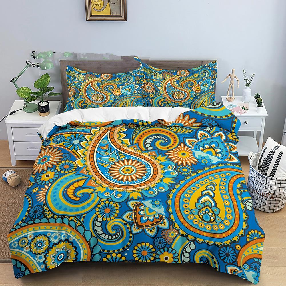 Indian Floral Style King Queen Duvet Cover Colorful Boho Mandala Bedding Set For Adults Geometric Exotic Polyester Quilt Cover