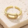 Golden Plated Open Adjustable Ring with Synthetic Zircon Paperclip Charm for Women Minimalist Trendy Statement Jewelry Gift