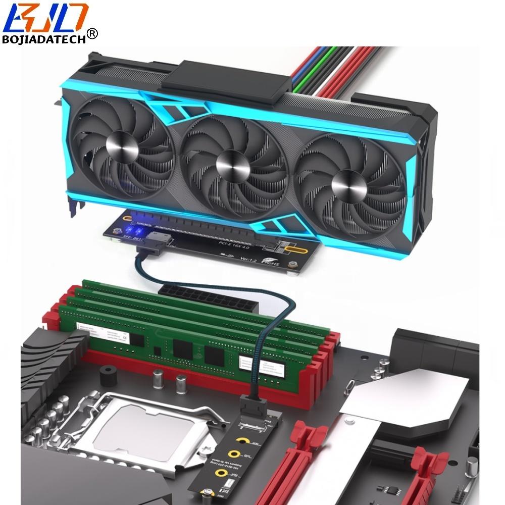2280 M.2 NVME M-Key to PCI-E 4.0 X16 Slot Adapter ATX 24PIN Input Oculink SFF-8611 Extension Cable for External Graphics Card