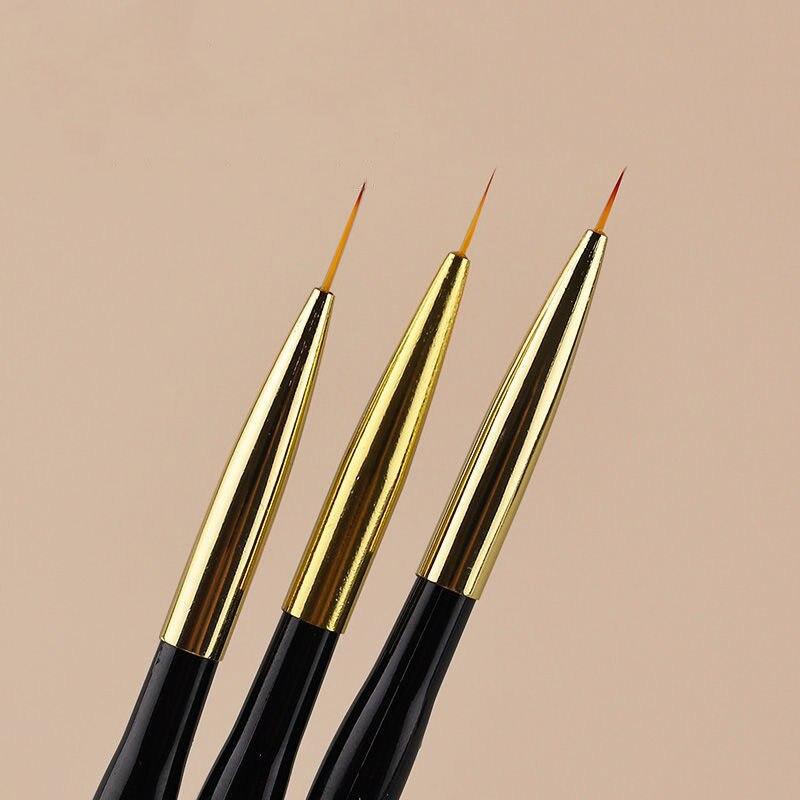 3Pcs Französisch Streifen Nail art Liner Pinsel Set Tipps Ultra-dünne Linie Zeichnung Stift Dual End UV Gel malerei Pinsel Maniküre Werkzeuge