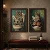 Arte da Parete per Bagno con Animali Vintage, Pittura a Olio su Tela di Gatto Divertente Retrò, Stampa Poster Nordica per Toilette, Decorazione Murale per Bagno