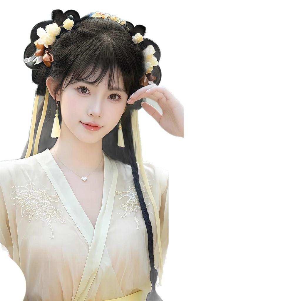Ancient Style Claw Clip Hair Bun with Braids - Hanfu Ming Song Wig Accessory