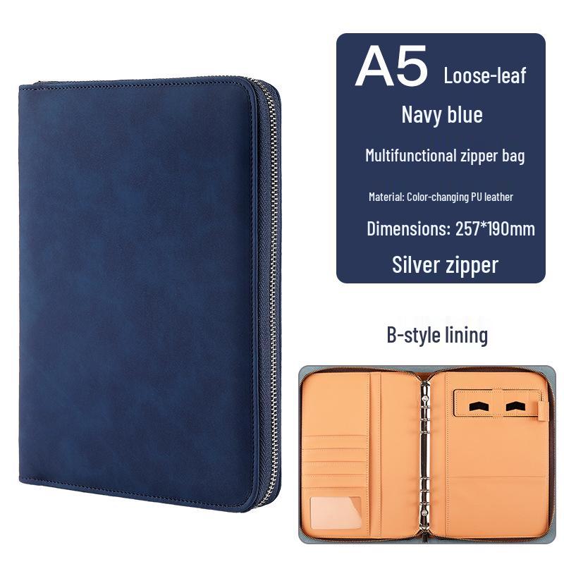 Custom Business Notebook with Zipper Bag - Multifunctional A6/B5 Notepad & Manager Folder