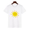 Trendy ShortSleeved Unisex Tshirt Sun Pattern Print Casual Polyester ParentChild Matching Summer Fashion Top for Boys Girls