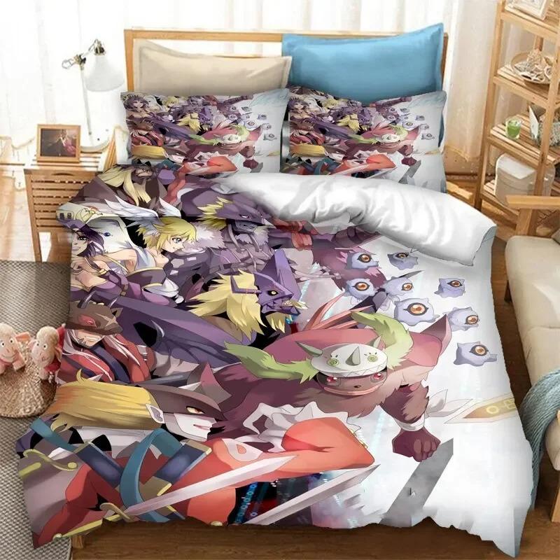 Anime Digimon Adventure Bettwäscheset Jungen Mädchen Twin Queen Größe Bettbezug Kissenbezug Bett Kinder Erwachsene Mode Heimtextilien