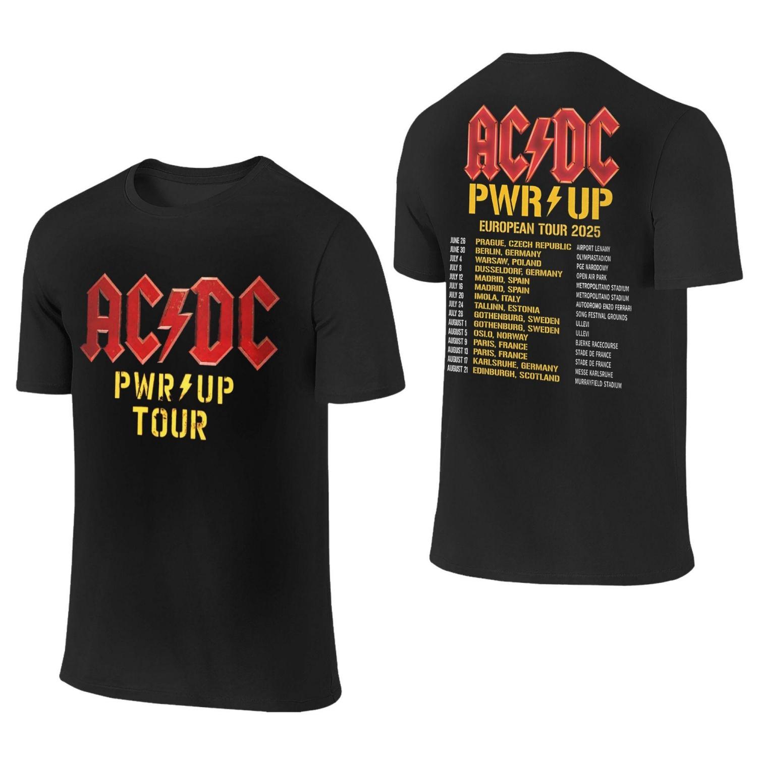 

AC Pwr Up World Tour DC EUROPE 2025 Футболки с графическим принтом для мужчин и женщин, футболка из чистого хлопка, одежда, влагоотводящая футболка S