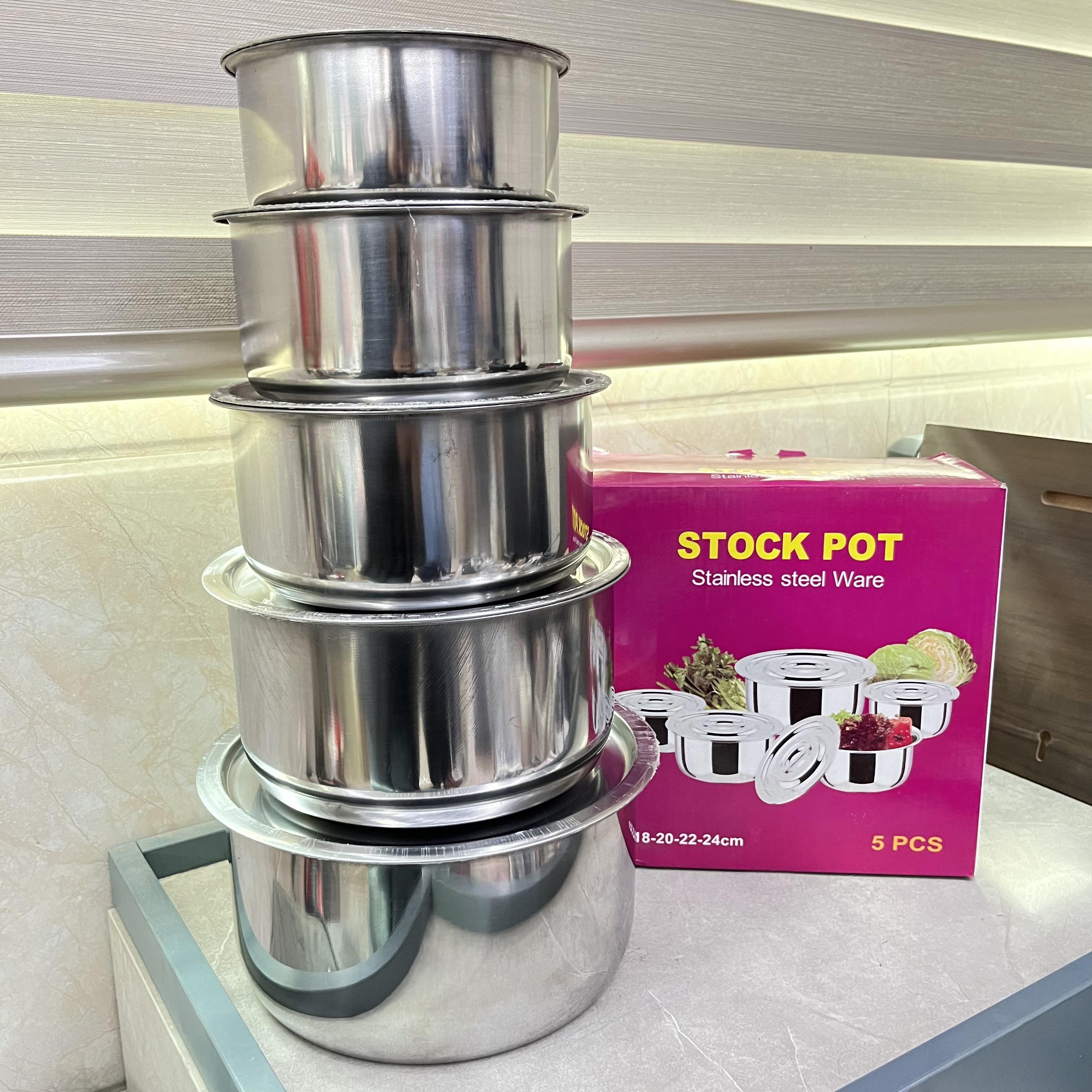 Hot Sale Low Price 5 Pieces Kitchenware Caserole Set Cooking Pot Set Stainless Steel Cookware Sets