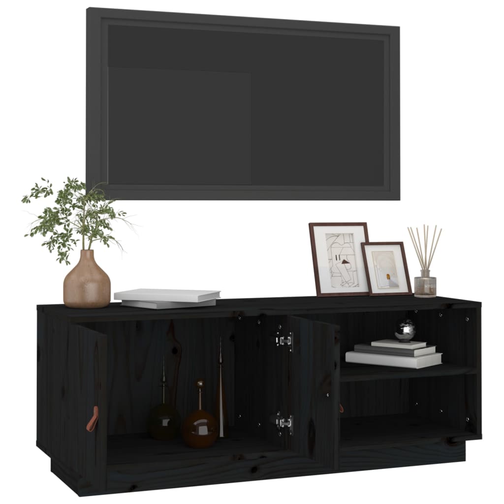 Vidaxl TV Cabinet, Black, 105X34X40 Cm, Solid Pine Wood