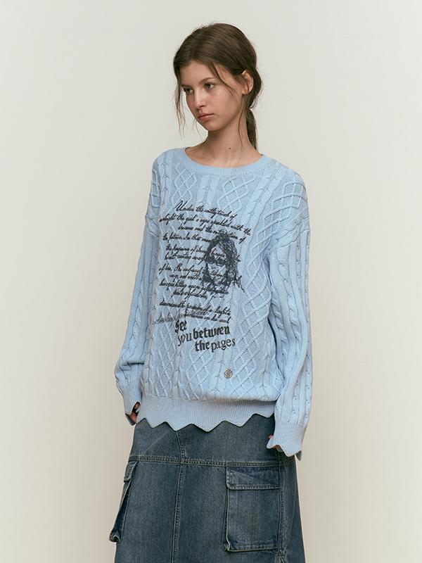 KIRSH Collection Print Scallop Knit [Sky]