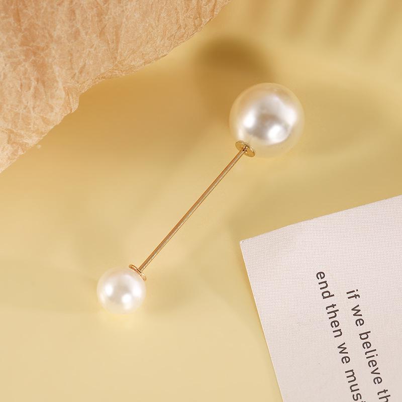 Taillenraffende Brosche mit Imitationsperlen und Strasssteinen, Anti-Expositionssicherheitsnadel, Ein-Wort, Gebogen, Gerader Einsteckstift.