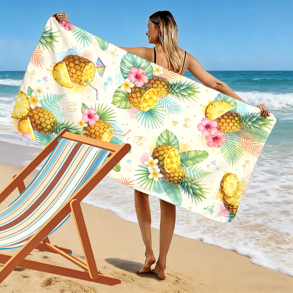 Pineapple Tropical Print Beach Towel Beach towel quick-drying for travel outdoor sports jogging beach and swimming