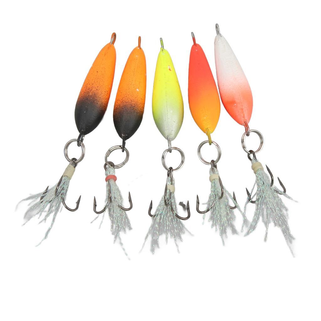 5pcs Winter Ice Fishing Treble Hook High Carbon Steel Foam Floating Jigging Fishing Hooks with BoxBox