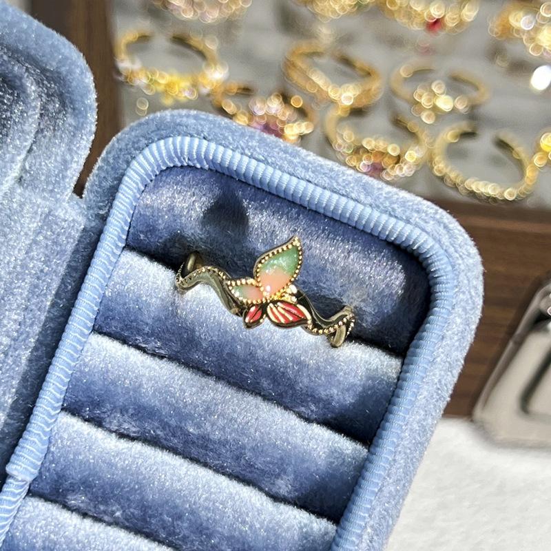 Temperament Versatile Color Butterfly Enamel Ring Women's New Light Luxury Retro Fashion Niche Design Fashion Ring