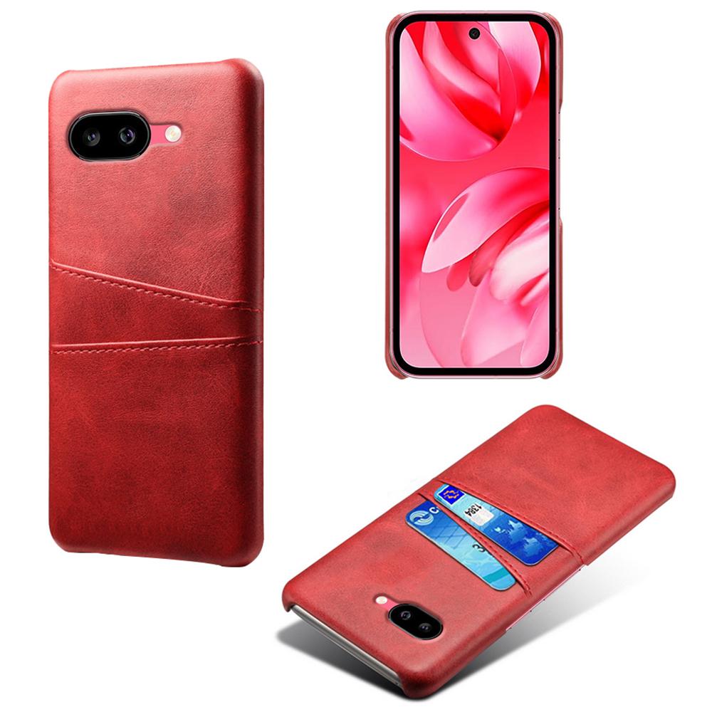 For Google Pixel 9a Case Dual Card Slots PU Leather + Hard PC Phone Cover