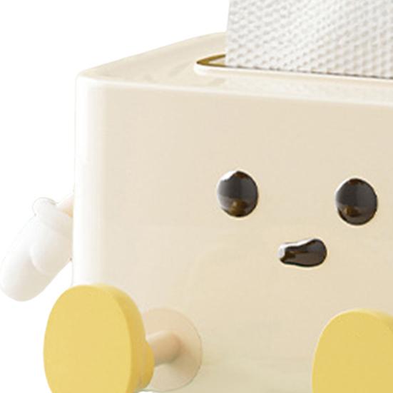 Smile Face Tissue Box Cute Tissue Holder with Spring Mechanism Rectangular Tissue Case Tissue Box Cover Napkin Dispenser for Bedroom Bathroom Car