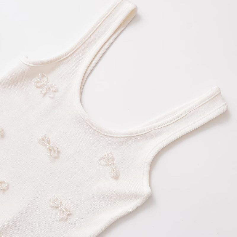 Kaslead New Arrival Women's Fashion Style Fashion Artificial Pearl and Rhinestone Bows Vest 6050355