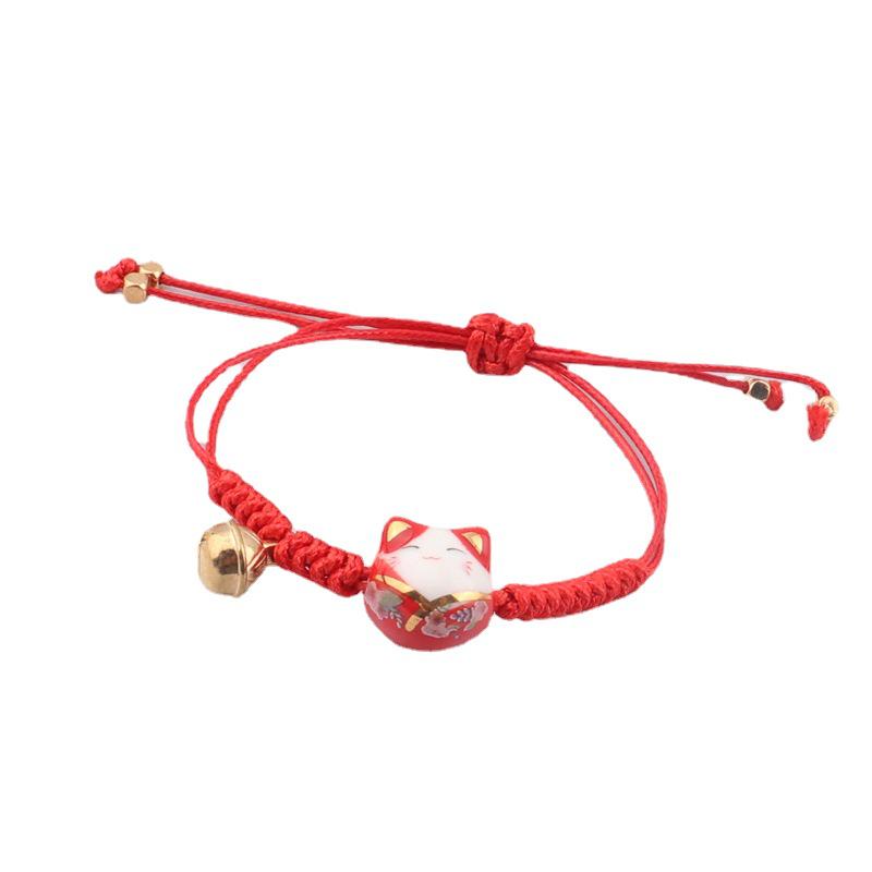 Lucky Cat Candy Color Braided Bracelet for Women