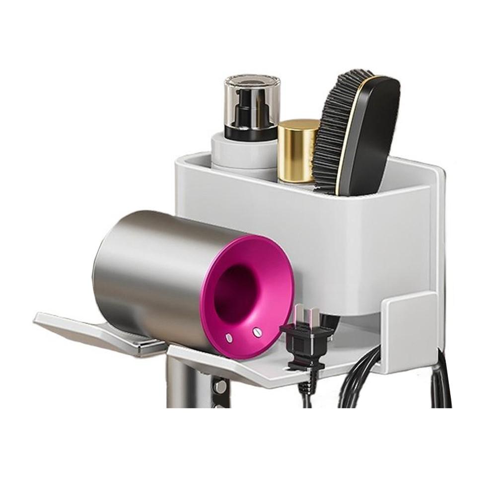 

Настенная полка для фена без сверления с водонепроницаемым держателем для кабеля для ванной комнаты Upgrade to White