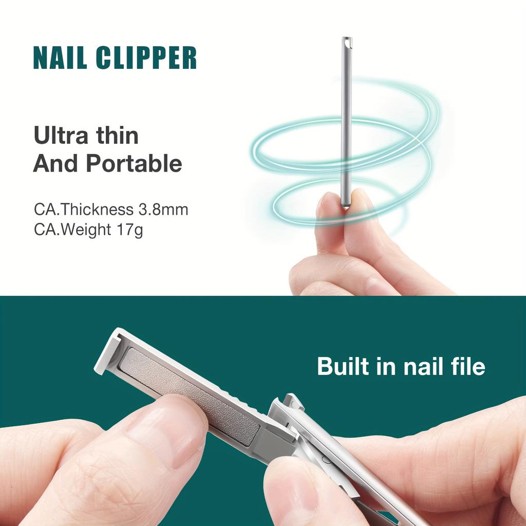 Ultra Thin Nail Clippers Portable Nail Cutters With Cow Leather Cover Superior Texture Stainless Steel Manicure Tool